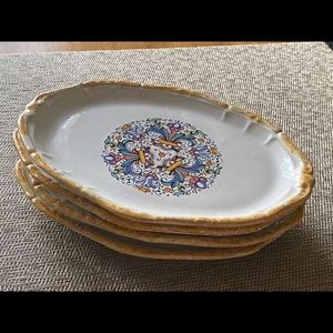 Moma Ceramiche Italian Painted Pottery OVAL DISH PLATE SET OF 4